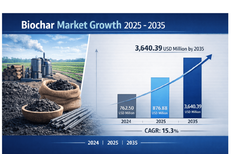 Biochar Market Projected to Grow from USD 876.88 million in 2025 to USD 3,640.39 million by 2035